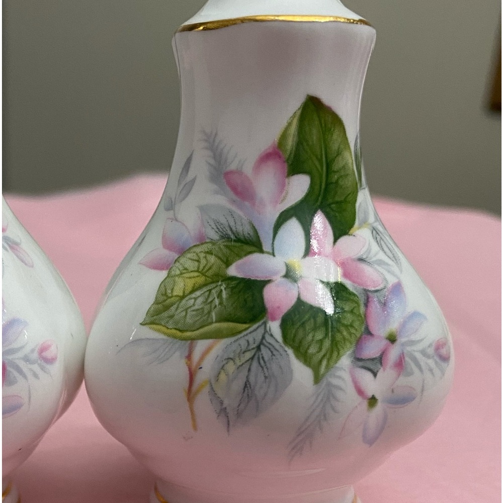 EUC VTG ROYAL ALBERT BONE CHINA SALT AND PEPPER SHAKERS IN “MAYFLOWER” PATTERN - Picture 7 of 10
